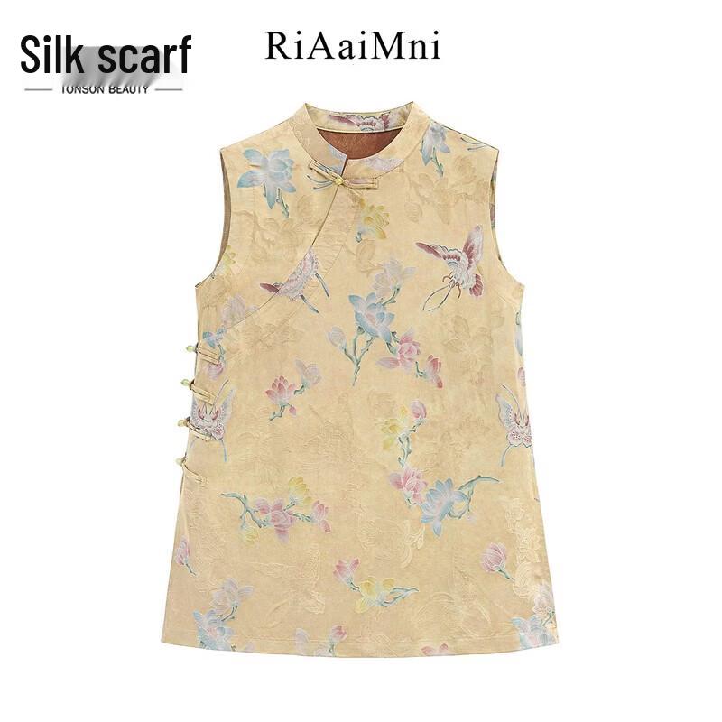 

Women s Floral New Chinese Style Sleeveless Blouse L