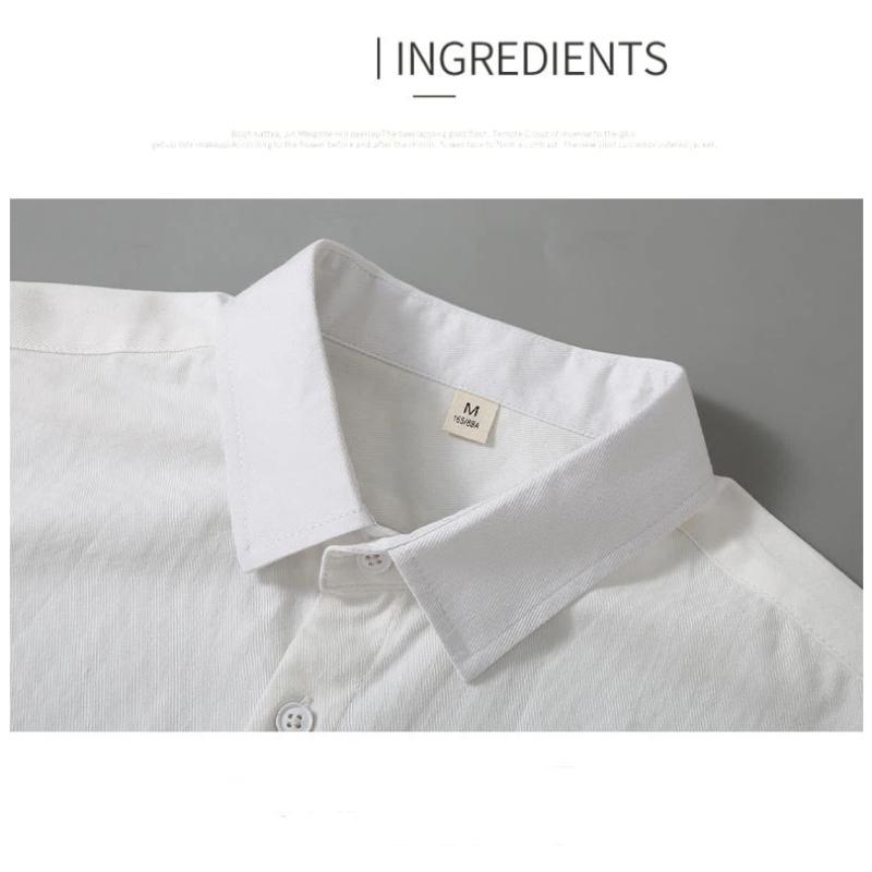 Korean Mens Short Sleeve Shirt Daily Summer Tops Pocket Solid Color Turn-down Collar 100Cotton Casual Shirts Simple Style Clothing
