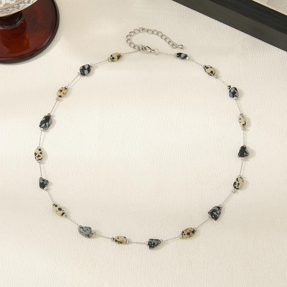 GEMCHIC Women s Irregular Natural Stone Necklace Handmade Beaded Chain Fashion Statement Jewelry