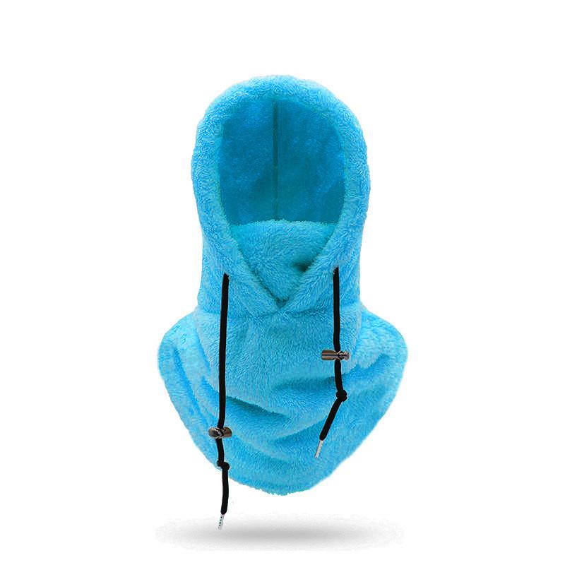 

Hood Mask Sherpa Winter Windproof Warm Hood Cover Hat Plush Cap Gift Stylish Sky Blue