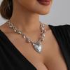 Distressed Heart Shaped Thorn Pendant Necklace With Imitation Pearls Adjustable Clavicle Chain Gift For Her