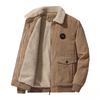 Autumn/Winter Men's Corduroy Lambskin Jacket, Loose, Thickened, Casual Lapel Men's Coat