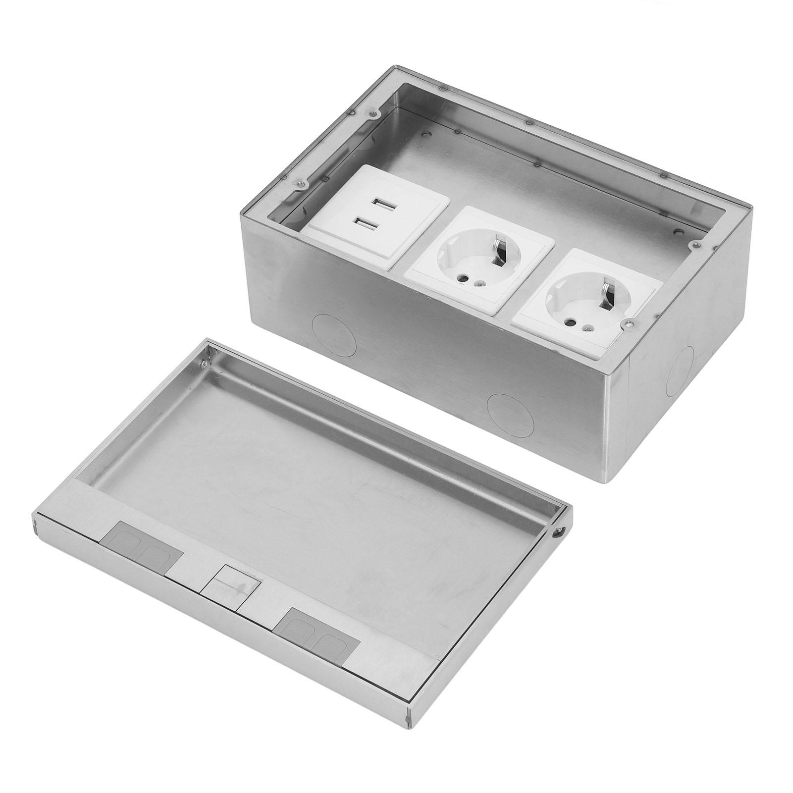

Вбудована підлогова розетка Водонепроникна нержавіюча сталь Комплект плоских розеток 4 кВт з 2 стандартними 2 USB