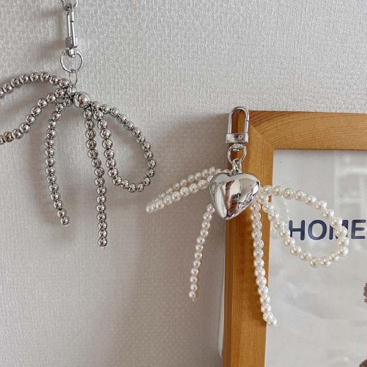 Fashionable Bead Bowknot Phone Charm Keychain Cellphone Chain Stylish Pendant Fashionable Bowknot Keychain Accessory