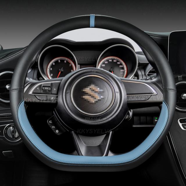 Microfiber Leather D Shape 38cm Car Steering Wheel Cover For Suzuki Swift 2017 2018 Sport Auto Accessories