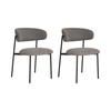 Set of 2 Chairs 59x55x79.5 Cm In Dark Grey and Black Textured Fabric