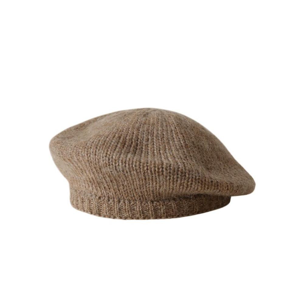 Solid Color Knitted Beret Hat Mohair Knitted Octagonal Cap Newsboy Cap Wool Painter Hat  Streetwear