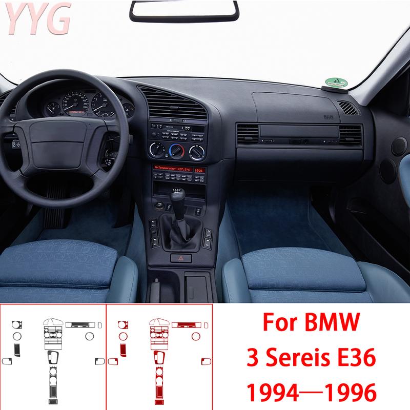 For BMW 3 Series E36 1994 1995 1996 Car Accessories Carbon Fiber Copilot Strip Air Vent Gear Shift Panel Interior Trim Sticker