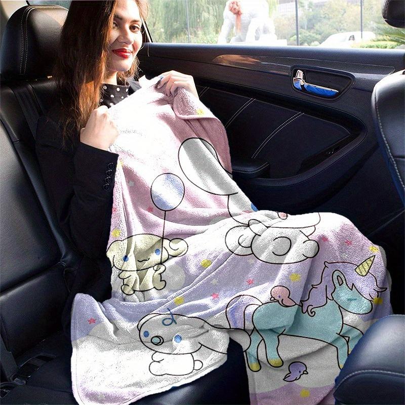 1pc, Sanrio Adorable Unicorn and Bunny Home Decor Blanket: Perfect Gift for Bedroom, Living Room, Travel, Camping, Car, Beach, Office Nap, Cozy Flanne