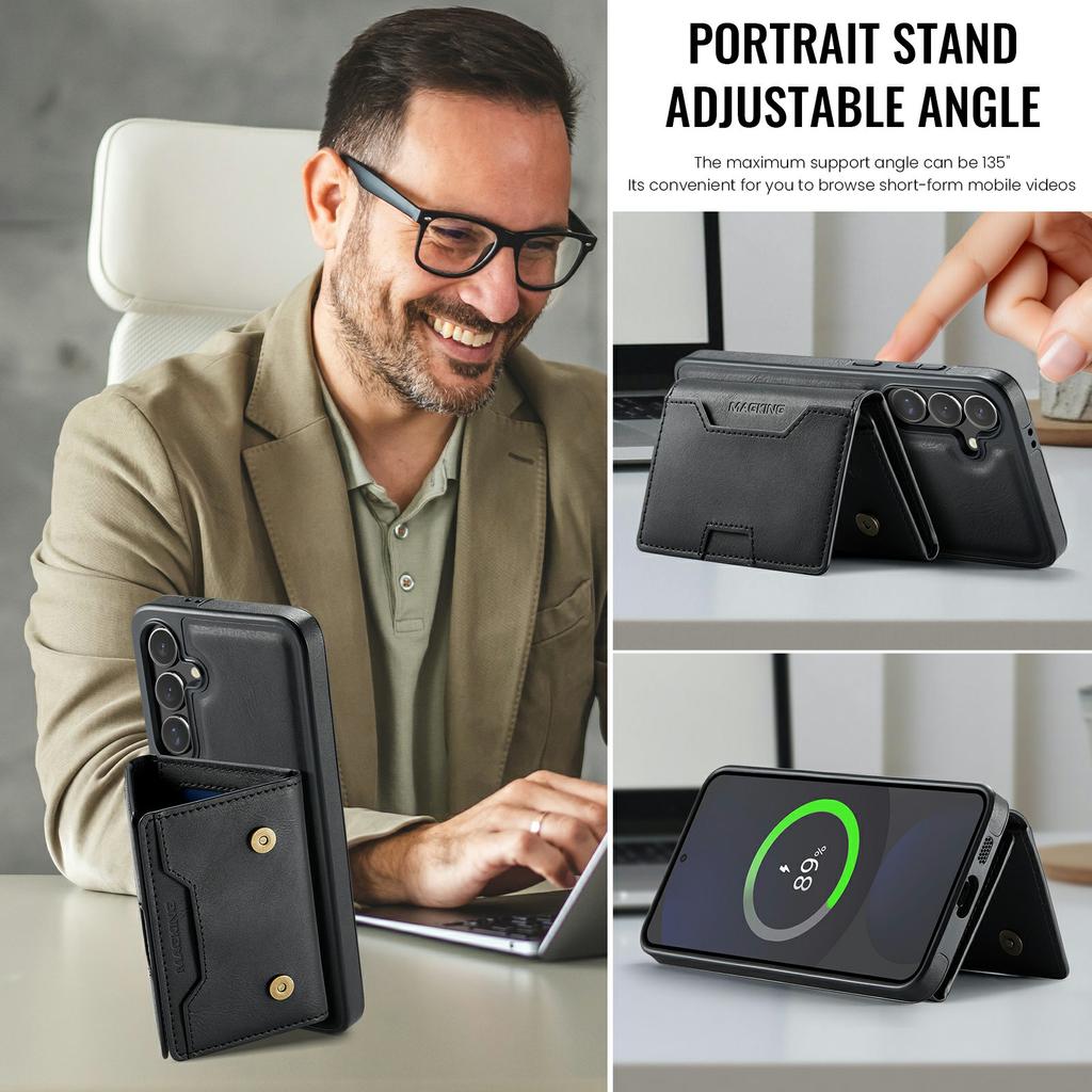 MAGKING K4 Serie Für Samsung Galaxy S24 FE Magnetische Hülle Abnehmbares Portemonnaie PU TPU PC Handyhülle