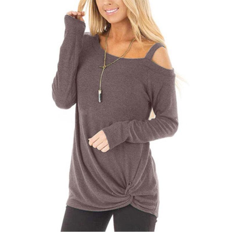 Elegant Women Off One Shoulder Long Sleeve T Shirt Stylish Casual Blouse Tunic Top