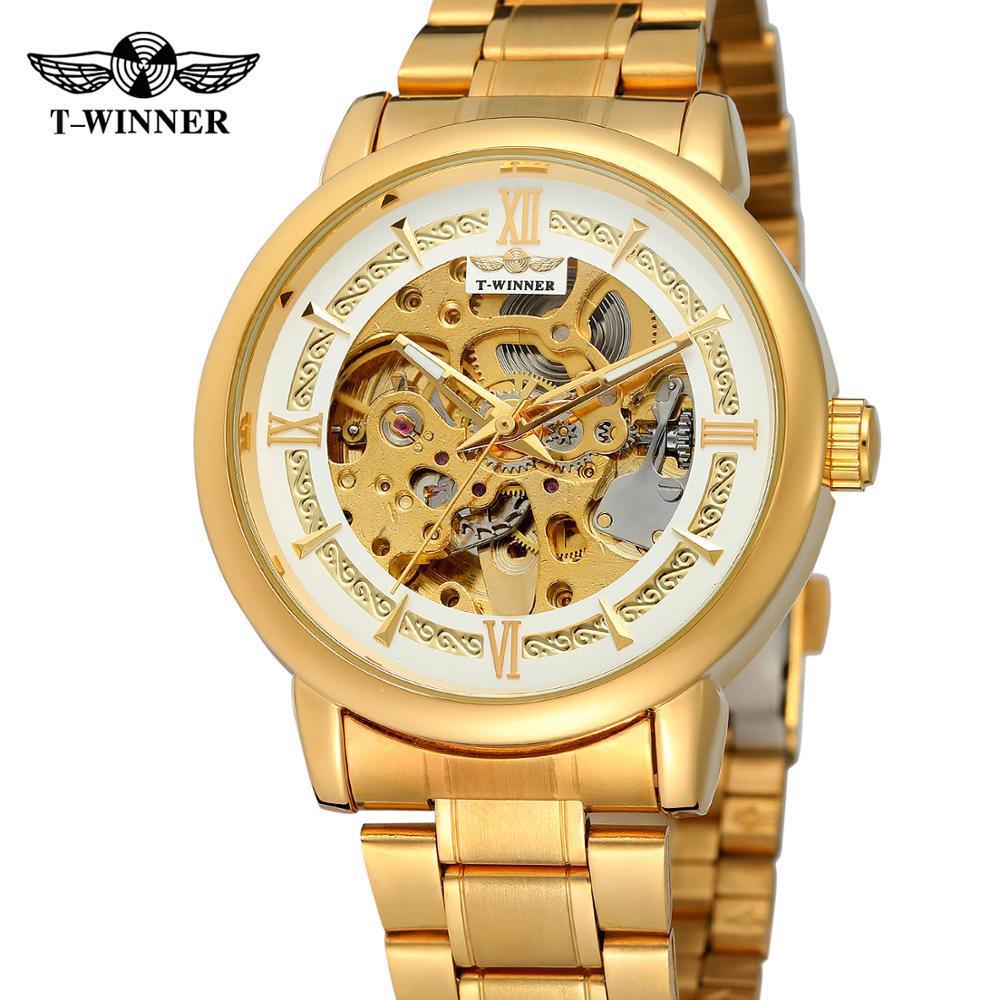 Winner Style Men'S Fashion Casual Hollow Mechanical Movement, Automatic Mechanical Watch