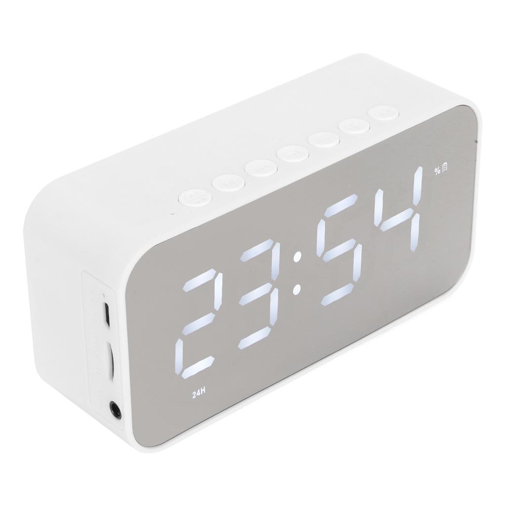 Wireless Speaker Stereo Sound Noise Cancelling Temperature Display Voice Broadcast FM Radio Mirror Alarm Clock