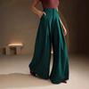 Women High Waist Wide Leg Pants Pleated Front Casual Elegant Office Trousers