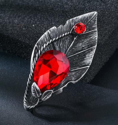 

Vintage Natural Agate Brooch, Red 840-3 One Size золотой