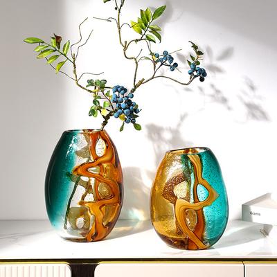 Glass Vase Color Abstract Ripple Transparent Flower Vase Hydroponic Accessories Terrarium Home Decoration Accessories