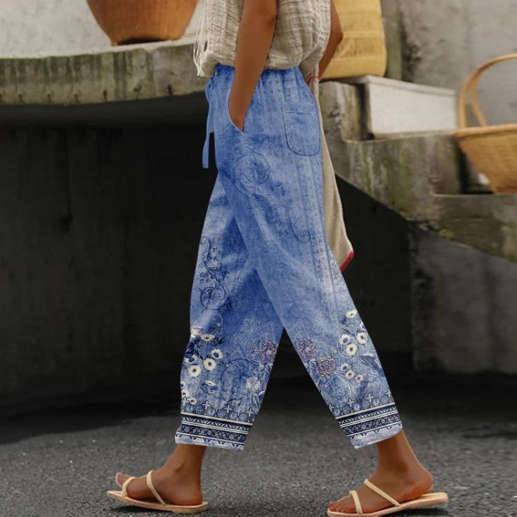 Dámske ležérne nohavice Módne Elastický pás Sťahovacia šnúrka Potlač Vrecká