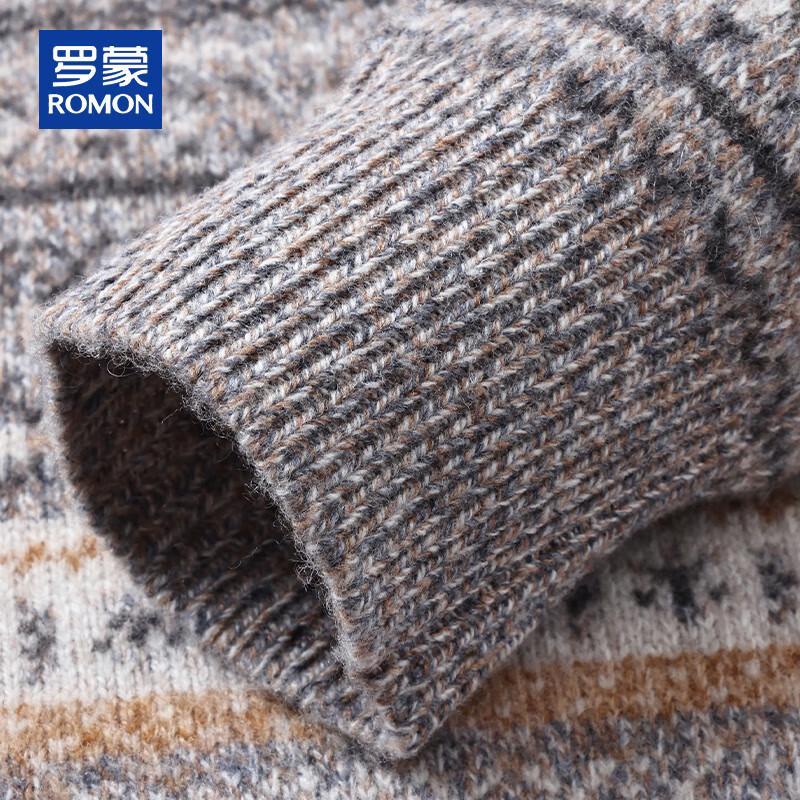 ROMON Men's Heavyweight 100% Wool Jacquard Sweater