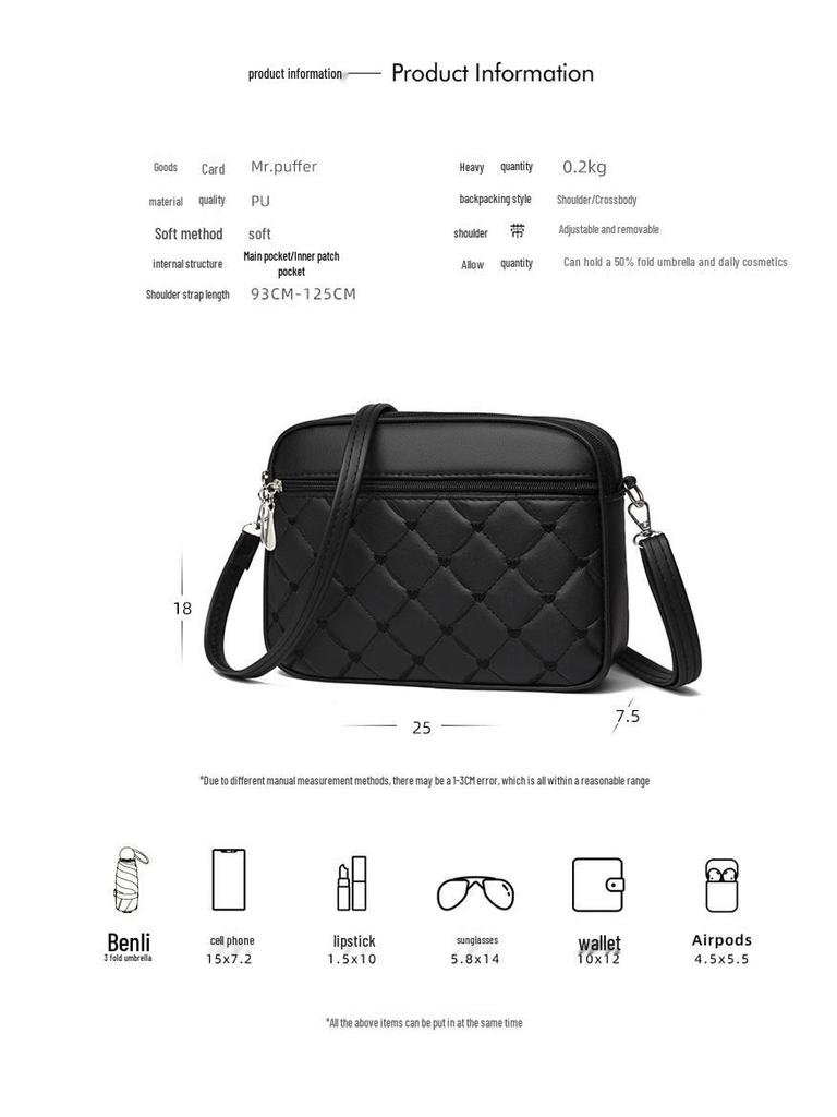 Damen Bestickte Diamantmuster Mehrschichtige Umhänge-Schultertasche für Mütter