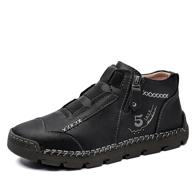 New men's casual shoes trendy foot leather shoes men's breathable high-top outdoor travel men's shoes