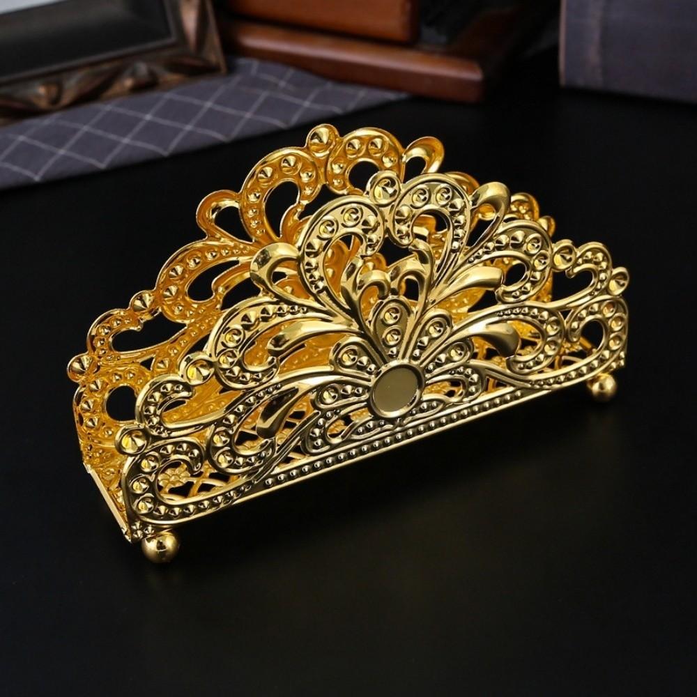 Nordic Style Ironwork Gold Tissue Holder Space-Saving Flower Tissue Dispenser Restaurant