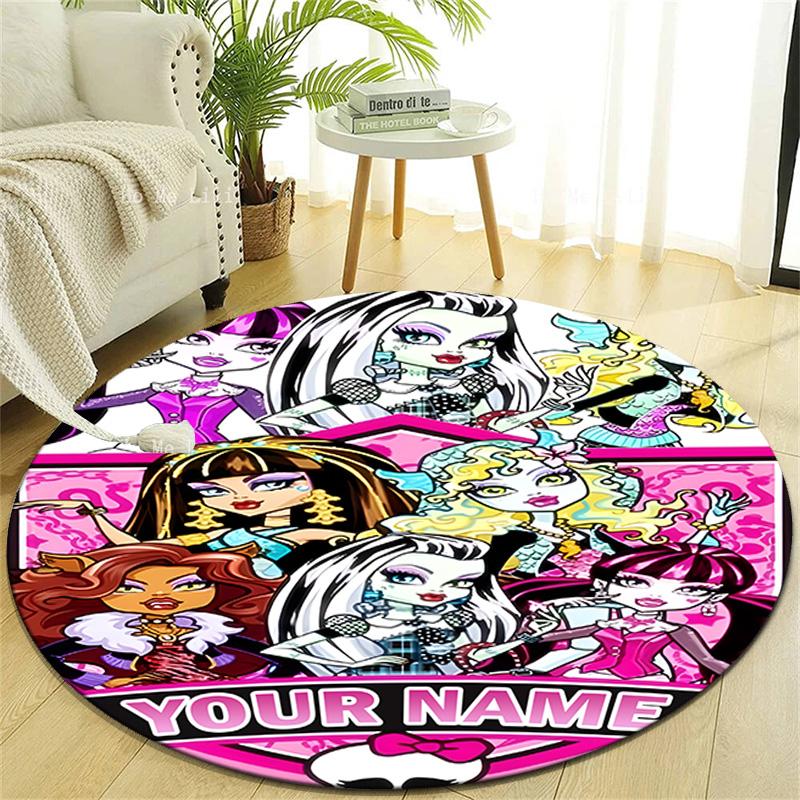 Personalized M-Monster High Draculaura Round Chair Office Rug - Perfect for Mat, Office Chair & More - Ideal Gift for Birthdays and Holidays