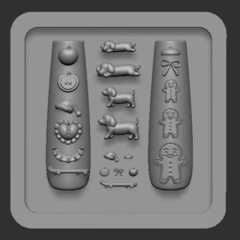 

3D Puppy Gingerbread Man Silicone Mold Nail Art Decorations Diy Transparent Nail Templates Jewelry Crafts Manicure Design Tool ONESIZE