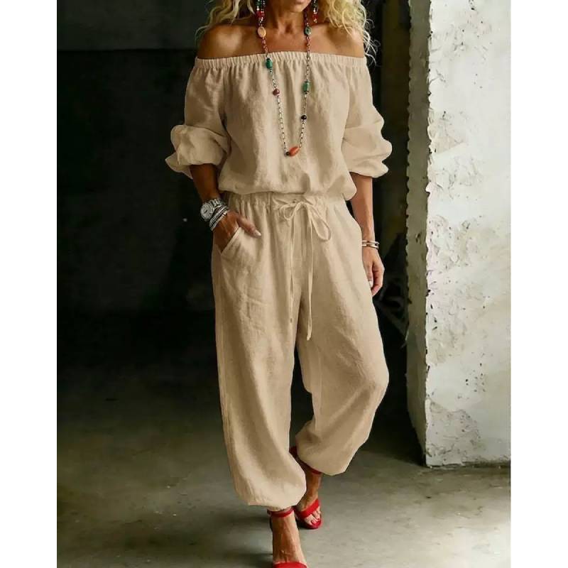 Minimalist Womens Casual Jumpsuit With Tiefront Top For Spring Fashion