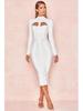 European & American Autumn/Winter Women's Long-Sleeve Sexy Hollow Chest Slim Bandage Dress
