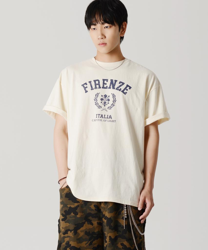 PEACE MAKER Vintage Florence Lily Short Sleeve T-Shirt (Cream)