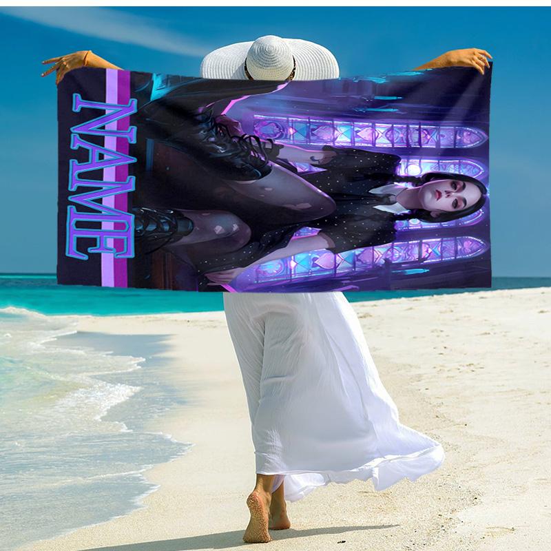Personalized Customized Proof Beach Towel with Wednesday Addams Pattern - Soft, Absorbent,quick-drying,perfect Swimming,camping&bathing