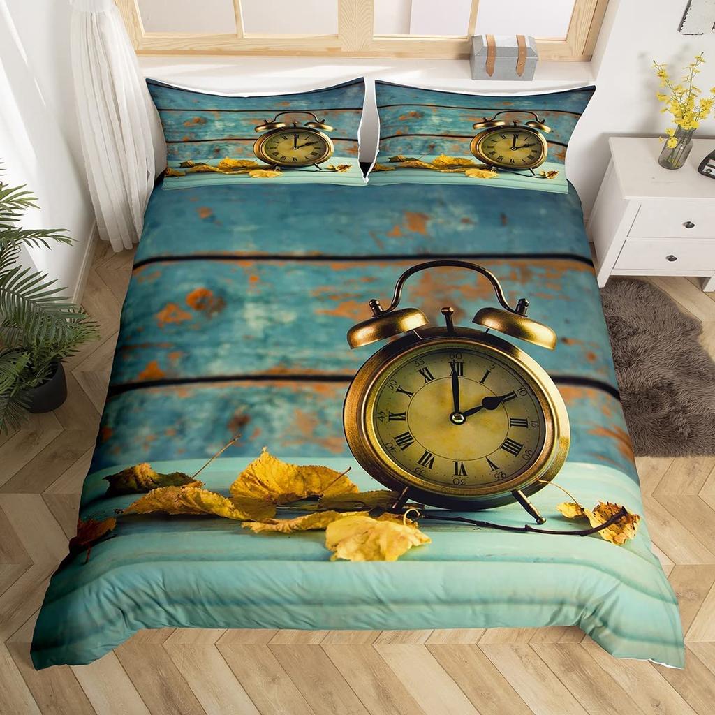 Rustic Farmhouse Wood Door Print Comforter Cover Butterfly Theme Duvet Cover,Girl Women Pink Rose Flower Bedding Set for Bedroom