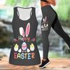 Carino Completo Yoga Stampato con Coniglietti per Donna Moda Leggings da Allenamento Fitness Sportivo Set Yoga Casual Tuta Sportiva