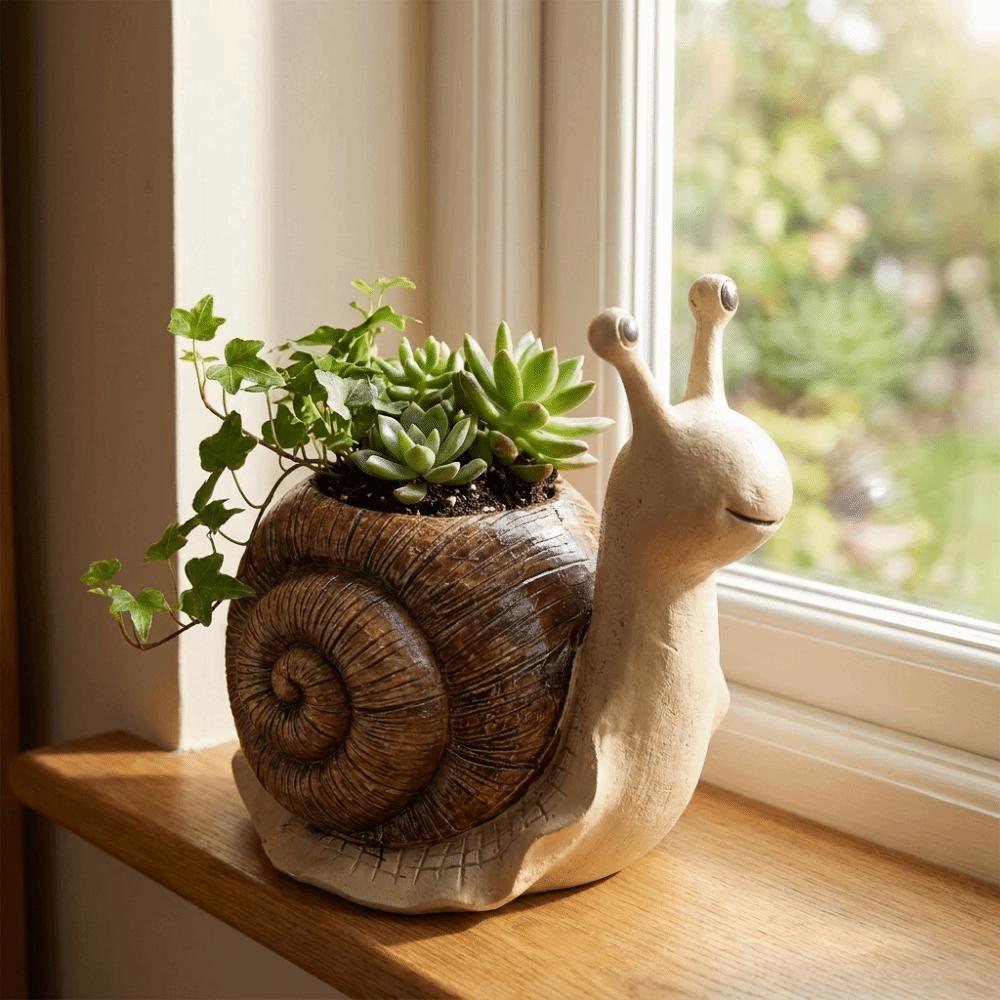 Cute Snail Planter Cartoon Creature Planter Multi-functional Snail Garden Ornament Office