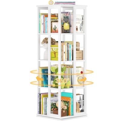 360 Grad drehbares Bücherregal, Eckregal, Holz drehbares Bücherregal, freistehendes Bücherregal schmales Regal drehbar