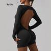 Women's Butt-Lifting Nude Yoga Suit - Slimming, Sleeveless, One-Piece Shorts