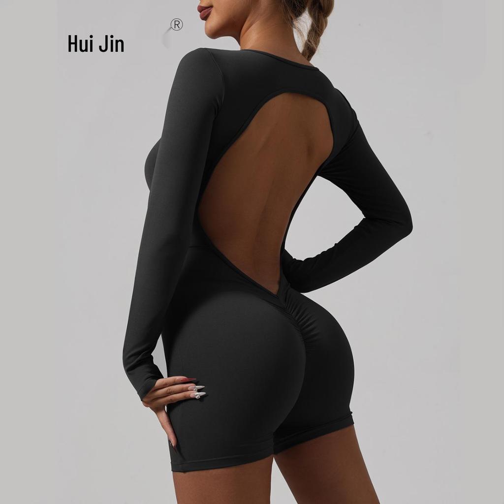 Women's Butt-Lifting Nude Yoga Suit - Slimming, Sleeveless, One-Piece Shorts