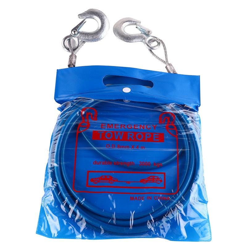 

1Pcs Vehicle Emergency Aid Steel Wire Tow Rope 3-7 Tons With Hooks for Car Traction