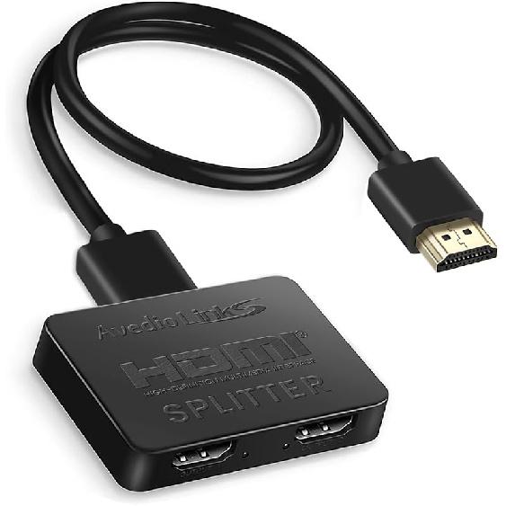 avedio links HDMI Splitter 4K@60Hz, HDMI Splitter 1 in 2 Out, HDMI Splitter for 2 Same Screen Only Mirror Screens, Support 3D Dol-by Vision Atmos