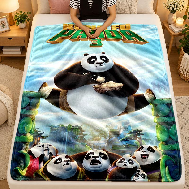 Flannel BlanketKung Fu Panda Warm Soft Throw Blanket for Indoor Sofa Bed Living Room Use