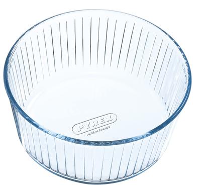 Synergy Trading Pyrex Heat-Resistant Glass Container, Soufflé Dish, Soufflé Mold, Oven and Microwave Safe, 22x22mm, 2.6L, Round