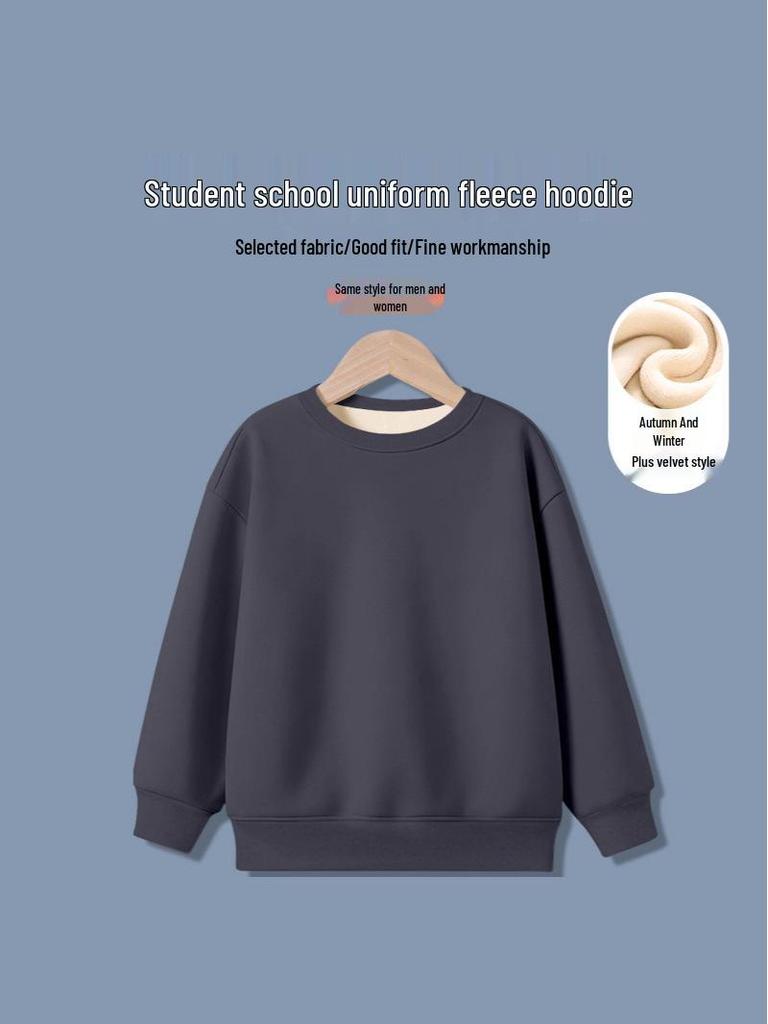 Jungen Sweatshirt mit Fleece-Futter: Warmes, locker geschnittenes Langarm-Oberteil für die Herbst-/Winter-Schuluniform