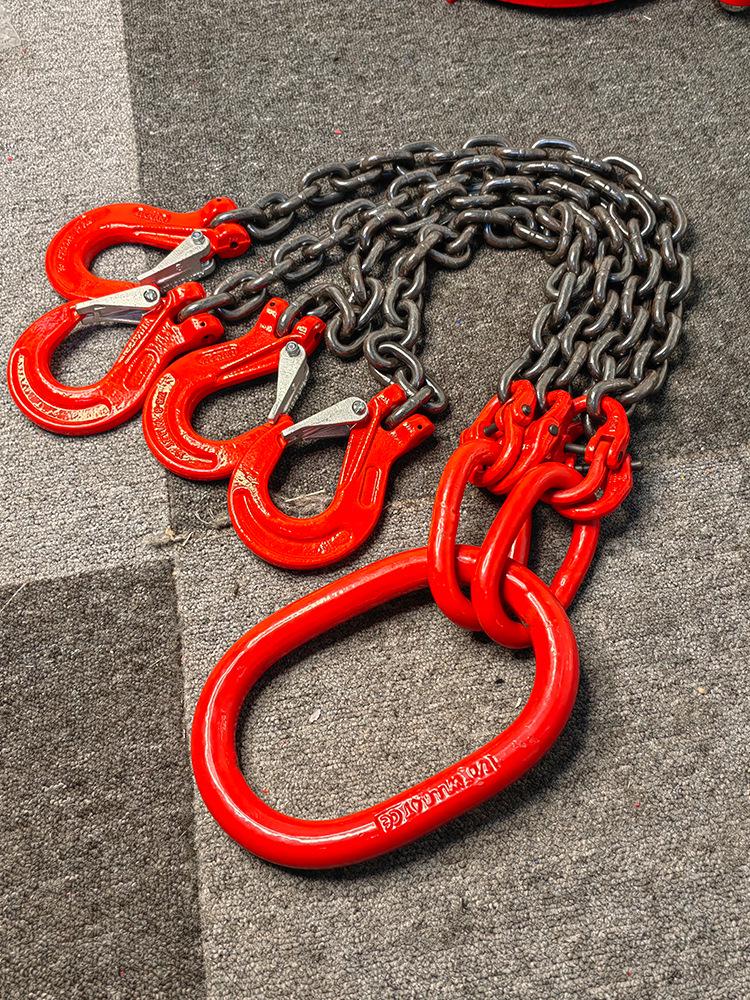 Double Leg Quad Hook G80 Manganese Steel Chain Sling Rigging Hoist Set