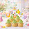 Easter Cake Decoration Kit, Double-sided Colorful  Easter Egg Paper Cupcake Small Sign, Party Supplies