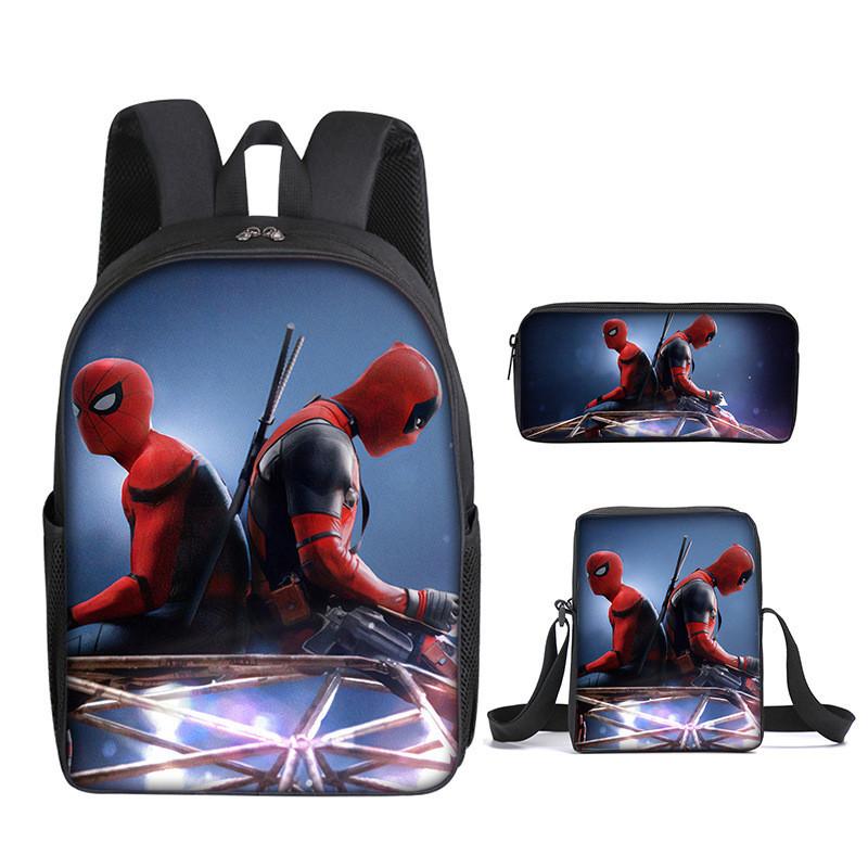 Deadpool 3pcs Student School Bag Backpack Lunch Bags Pencil Case Gifts Kids