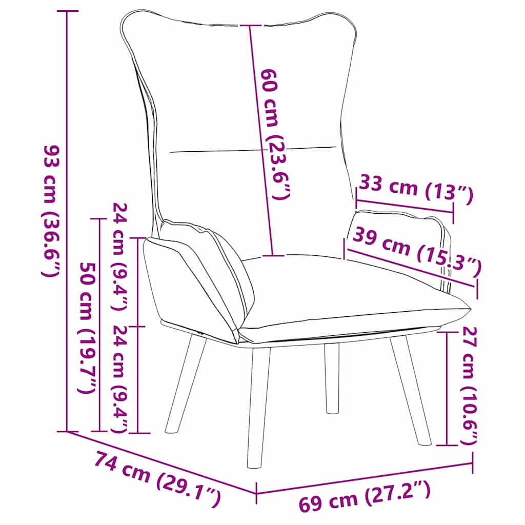 Armchair Dark Grey 69 x 74 x 93 cm Fabric and Plywood