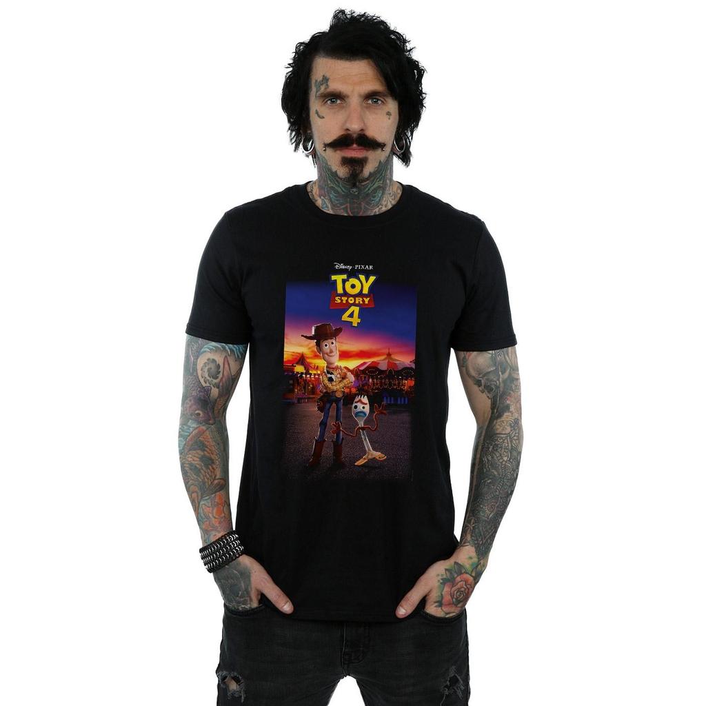Disney Mens Toy Story 4 Woody And Forky Poster T-Shirt