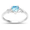 925 Sterling Silver Swiss Blue Topaz Heart Ring Diamond Accent Rhodium Plated Women Jewelry Size 8.75