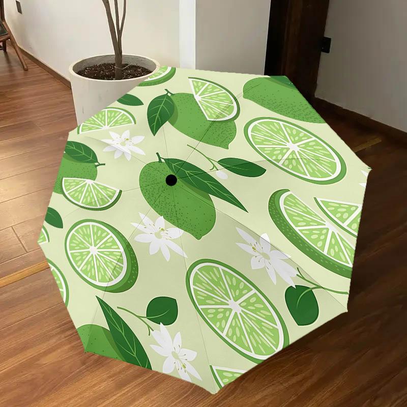 1PC Lime Flower Automatic Open/Close Umbrella with Windproof, 8-Rib Sturdy Canopy, Durable Ribs, Fashionable Design1299A