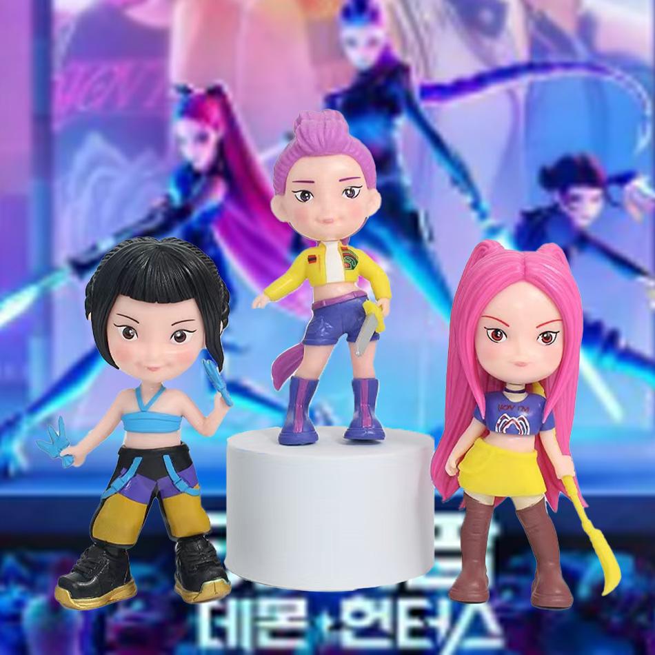 3Set Kpop Demon Hunters Action Figures - Derpy Tiger Rumi Mira Zoey Sussy Collectible Doll Set for Fans Gift